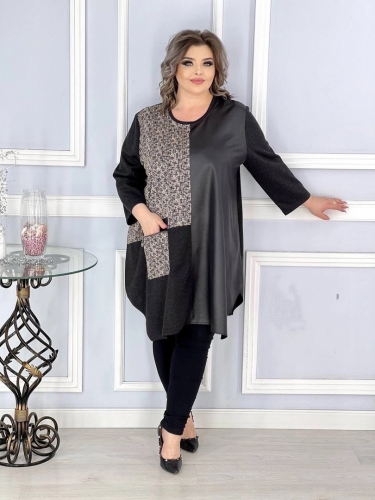 Туника "Амина"  с бежевым (Киргизия, разные фабрики) — размеры 64